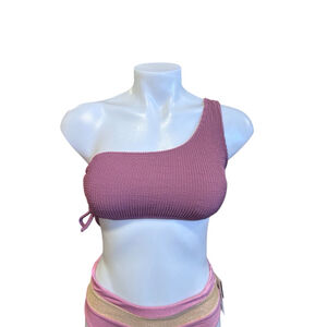 Women's Salt & Cove Bikini Top Size M Mauve Pink One-Shoulder